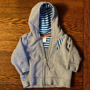Hanna Andersson Gray Lightening Bolt Zip Up Hoodie Size 3-6 Months or 60 cm